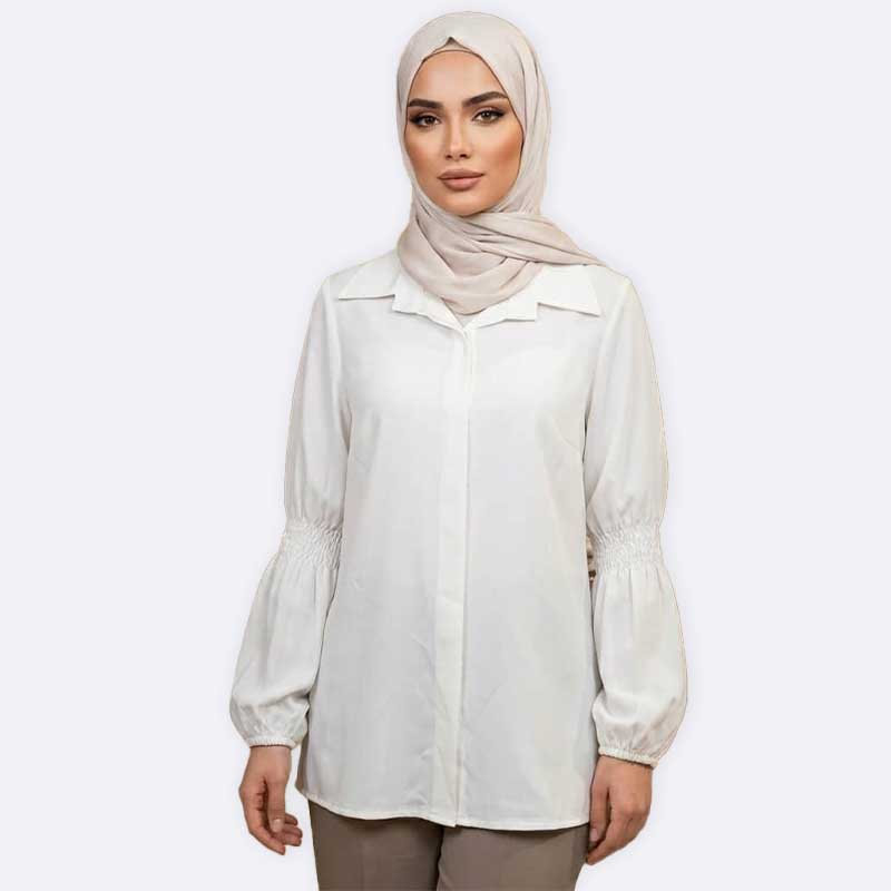 Smocked Sleeve Plain Shirt