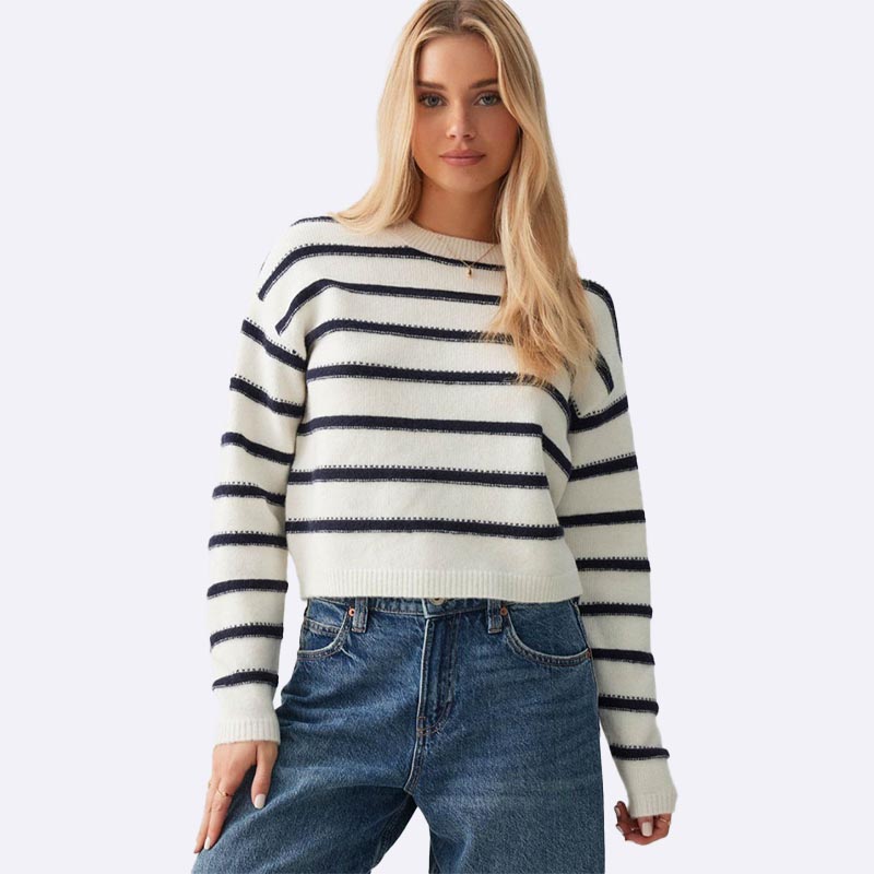 Striped Crew Neck Knit Sweater
