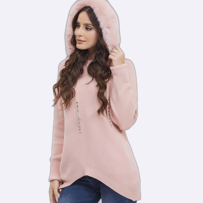 Furry Hooded Knit Sweater