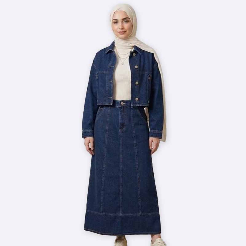 Denim skirt and jacket set