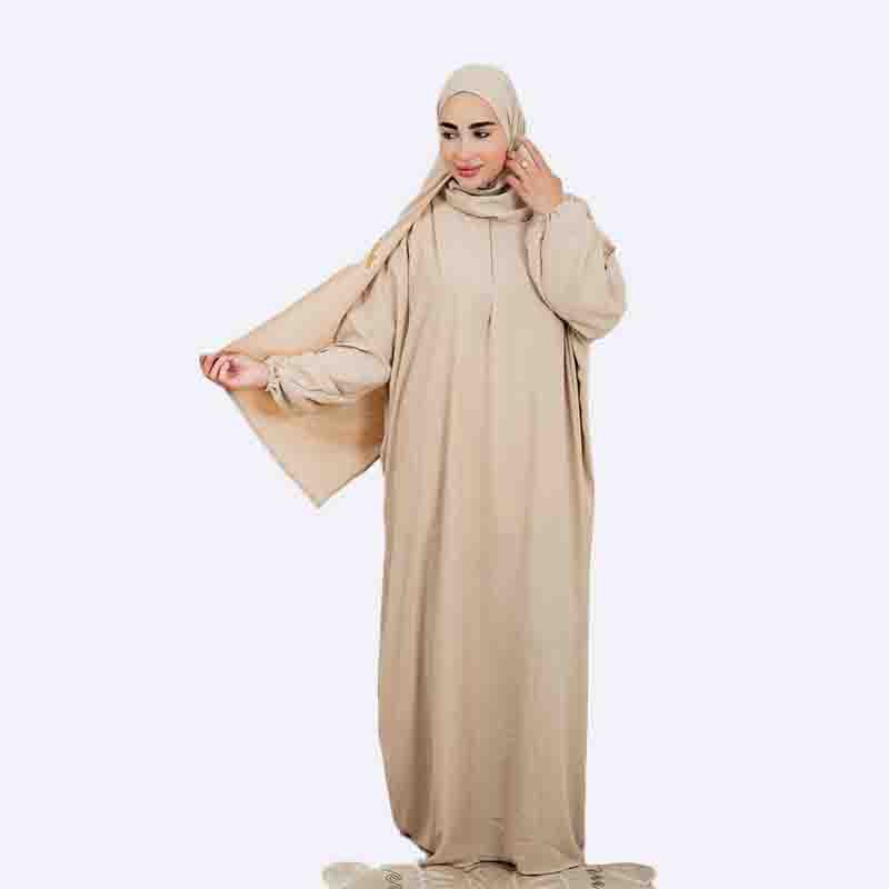 Textured Loose Abaya with Scarf