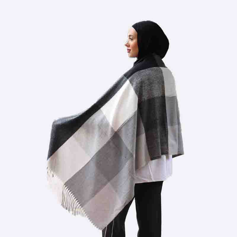 Brushed Plaid Mohair Scarf (200 cm)