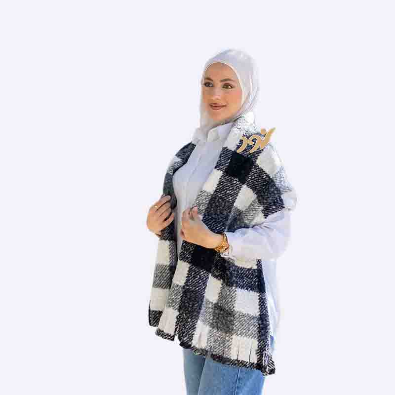 Teddy Faux Fur Plaid Shawl