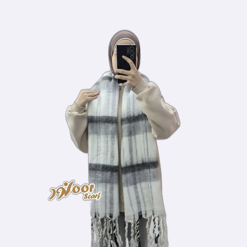 Striped Mohair Scarf with Tassels