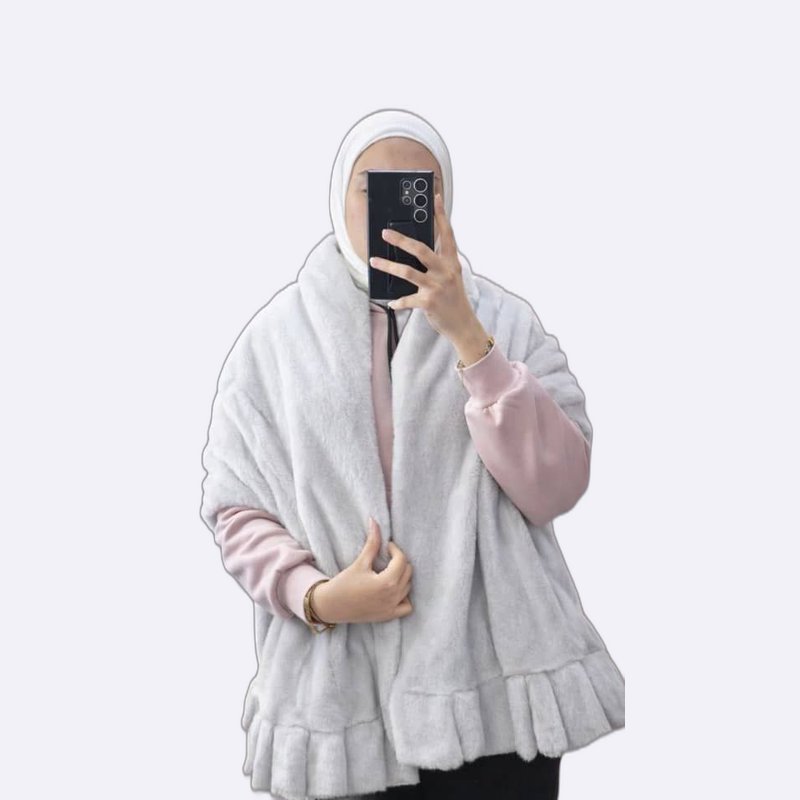 Fluffy Ruffle Trim Cardigan Shawl