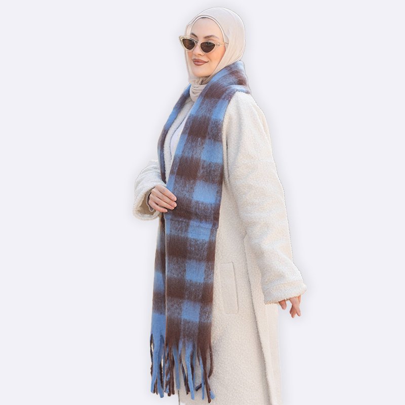 Winter Plaid Tassel Scarf