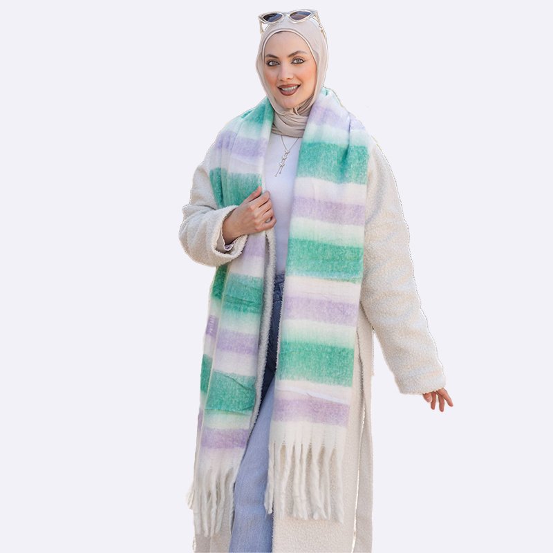 Pastel Dreams Striped Scarf with Tassels