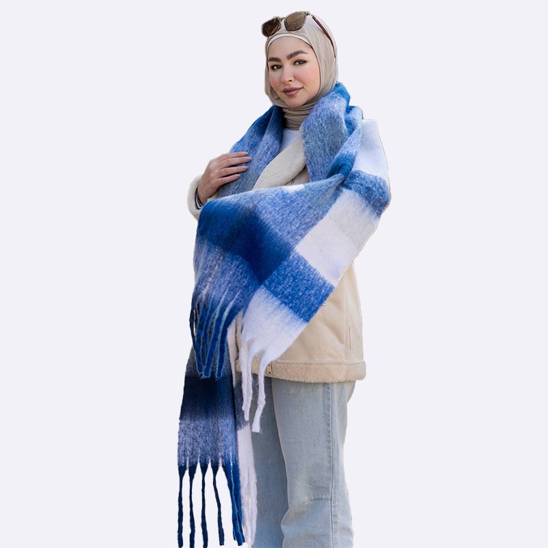 Cozy Plaid Tassel Scarf