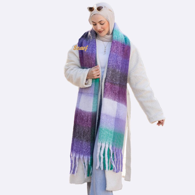 Cozy Plaid Tassel Scarf