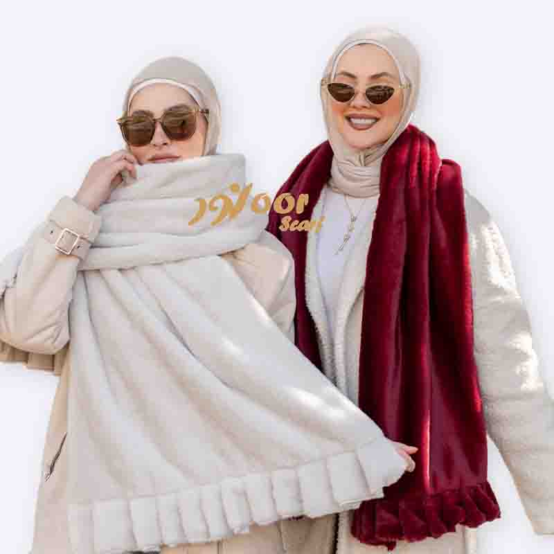 Elegant Faux Fur Ruffle Trim Scarf