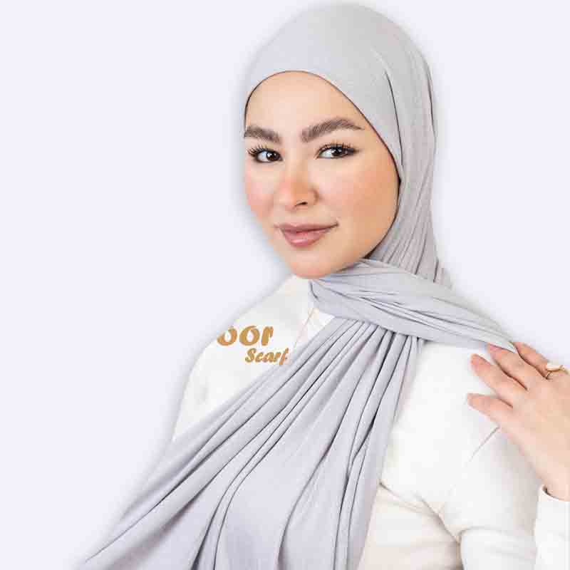 Elegant Grey Jersey Hijab Scarf