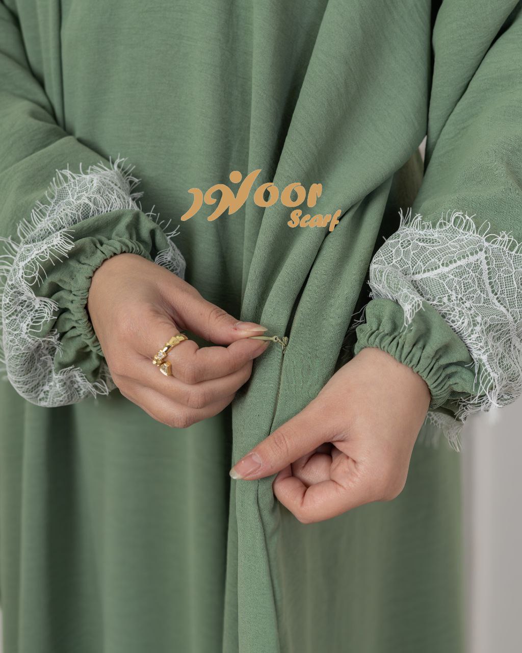 Lace Trim Prayer Abaya