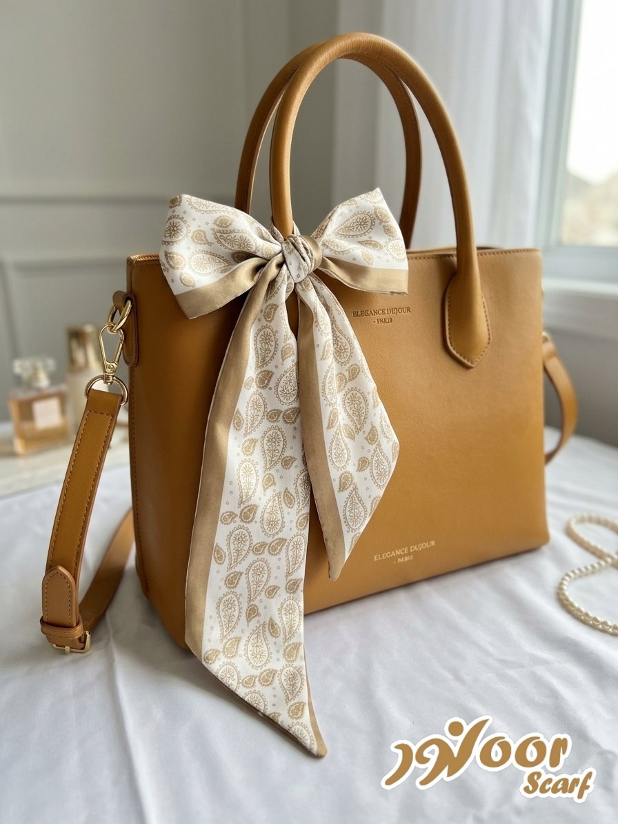 Satin scarf for bags or clothing