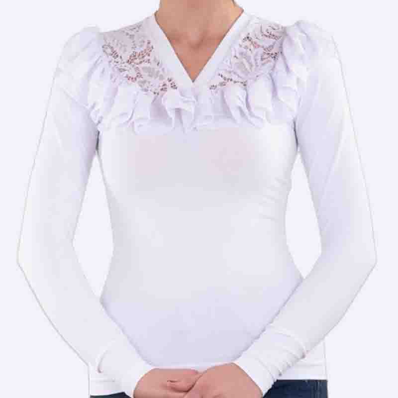 V-Neck Ruffled and Lace Top