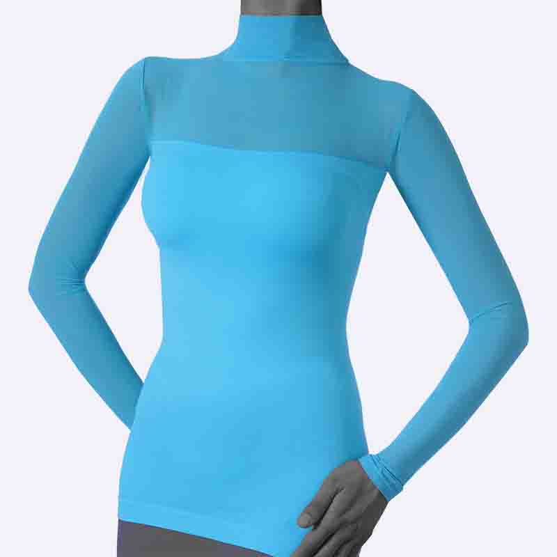 Sheer Mesh Long Sleeve Turtleneck Top