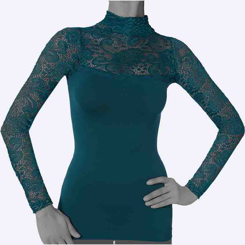 Lace Turtleneck Long Sleeve Top