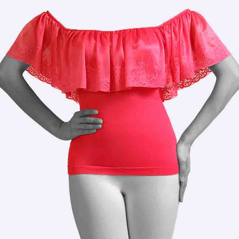 Off-Shoulder Ruffled Top with Lace