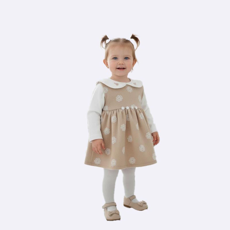 Toddler Floral Applique Pinafore Set