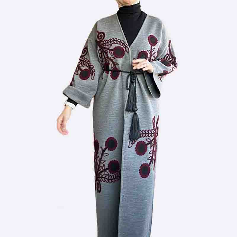 Floral Embroidered Longline Cardigan