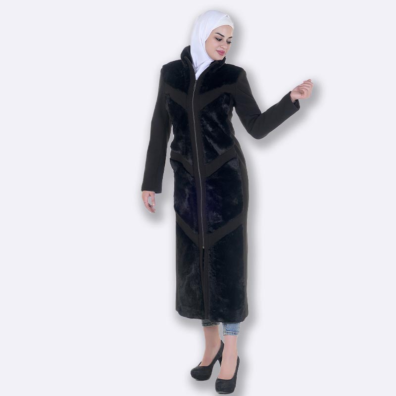 Elegant Fur Panel Longline Coat