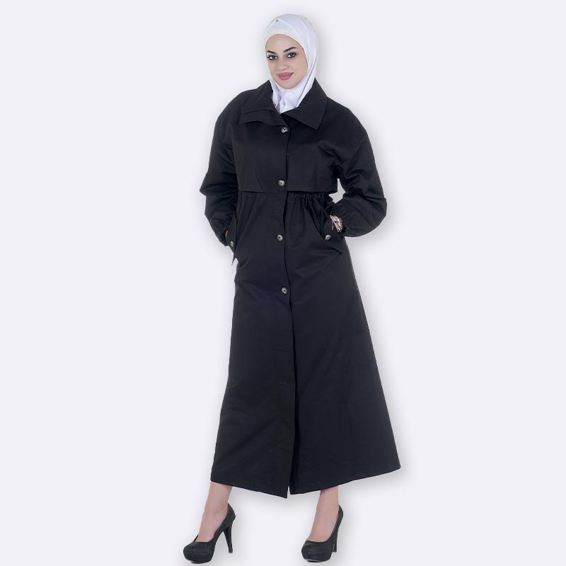 Elegant Modest Black Maxi Coat
