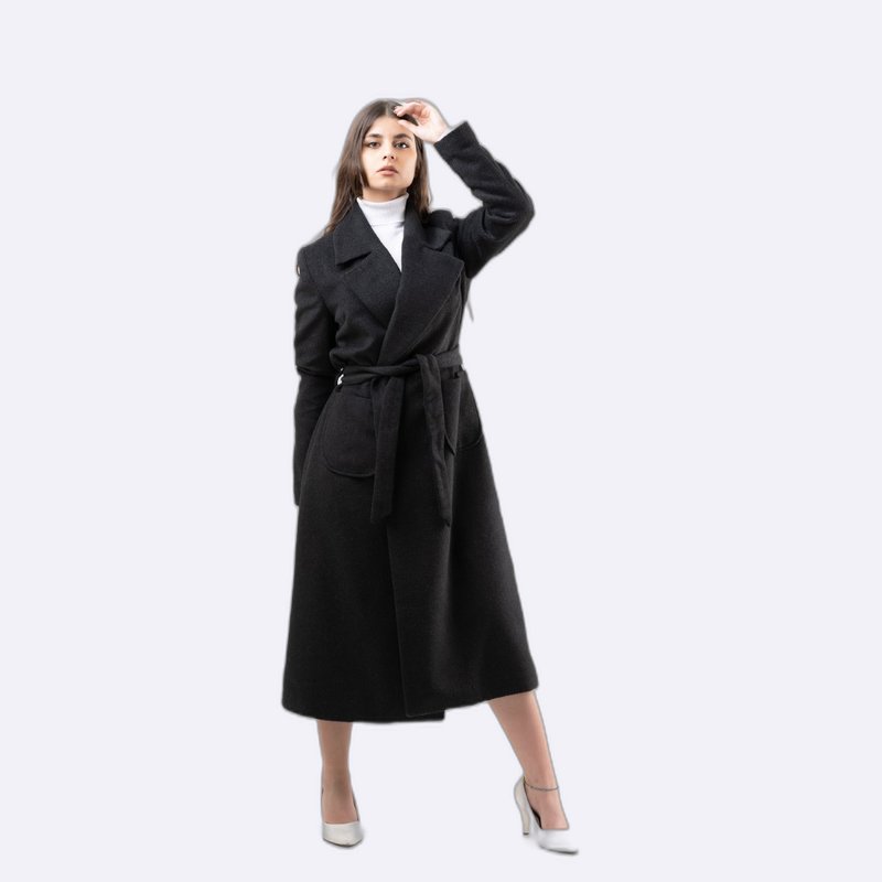 Tweed Long Coat Oversized With Belt