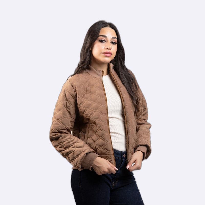 Quilted High-Neck Bomber Jacket
