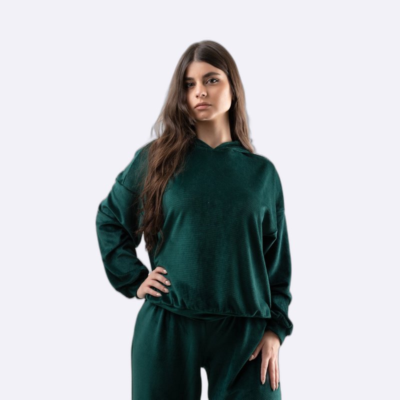 Women's Velvet Long Sleeve Cropped Hoodie/Top