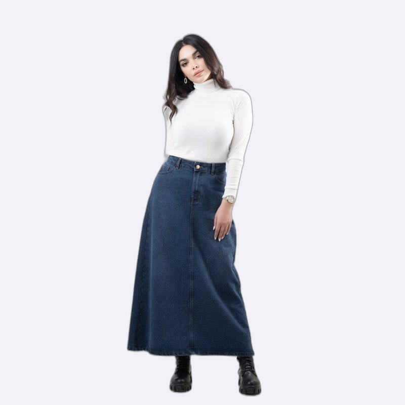 Vintage Wash Denim Maxi Skirt