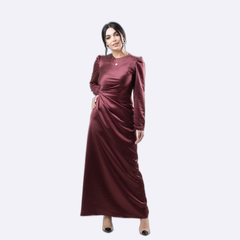 Elegant Satin Maxi Dress with Long Sleeves
