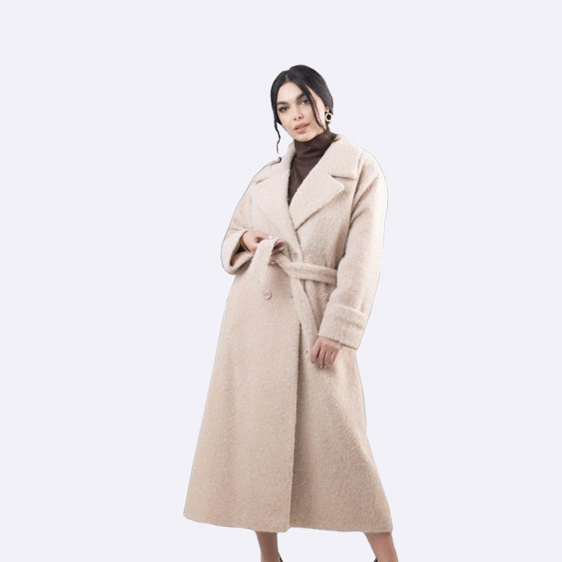Elegant Beige Belted Long Coat