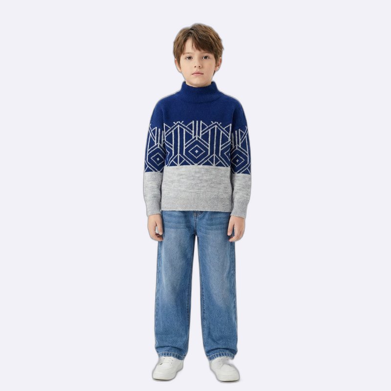 Kids Geometric Pattern and Striped Knit Sweaters