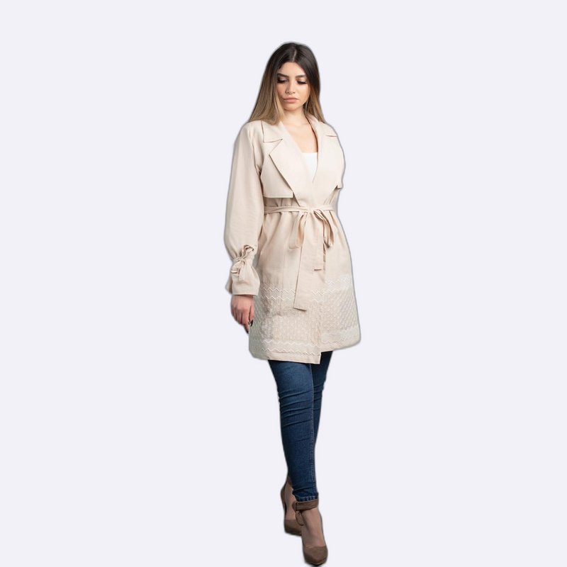 Elegant Beige Trench Coat with Tie Waist