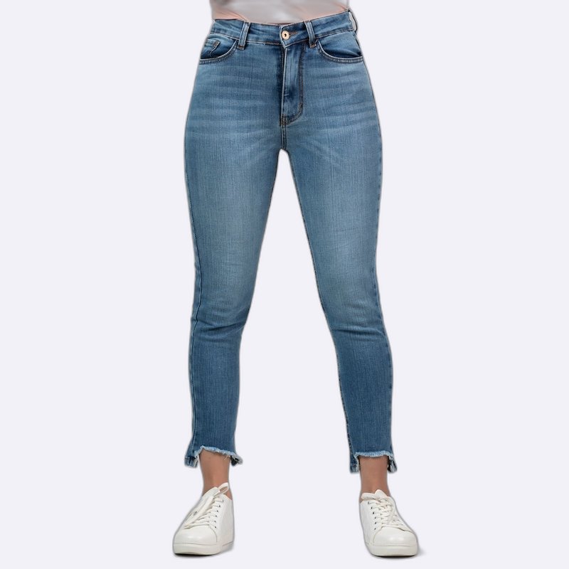 High-Waisted Frayed Hem Skinny Jeans