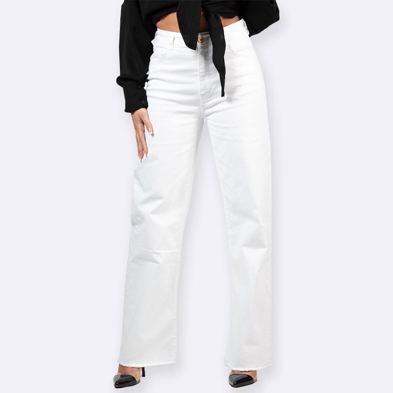 Wide Leg White Denim Jeans