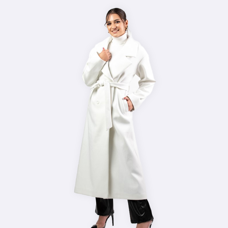 Women Belted Long Coat