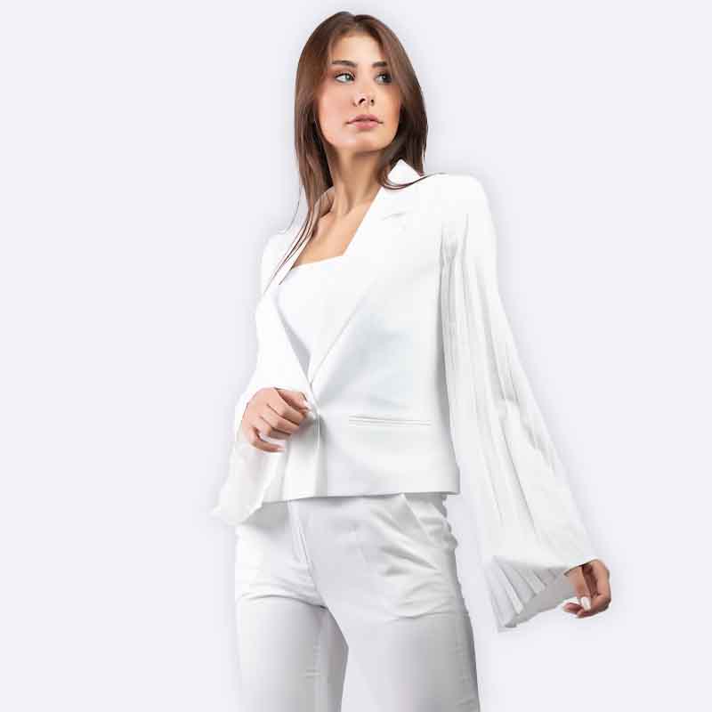 Pleated Sleeve Cropped Jacket