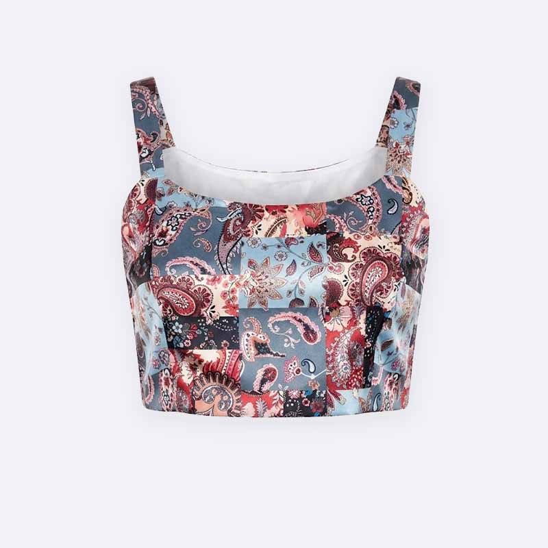 Paisley Patchwork Print Crop Top