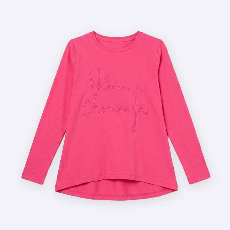 Long Sleeve Graphic Top with High-Low Hem