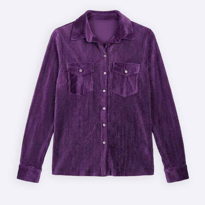 Corduroy Long Sleeve Shirt with Buttoned Flap Pockets