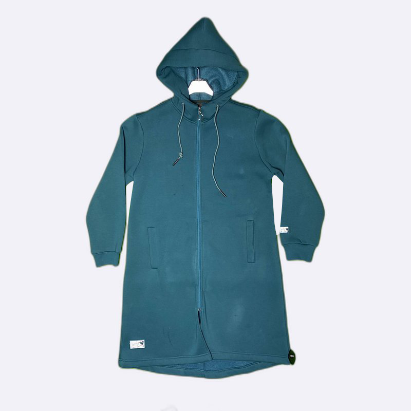 Hooded Zip-Up Longline Sweatshirt Dress