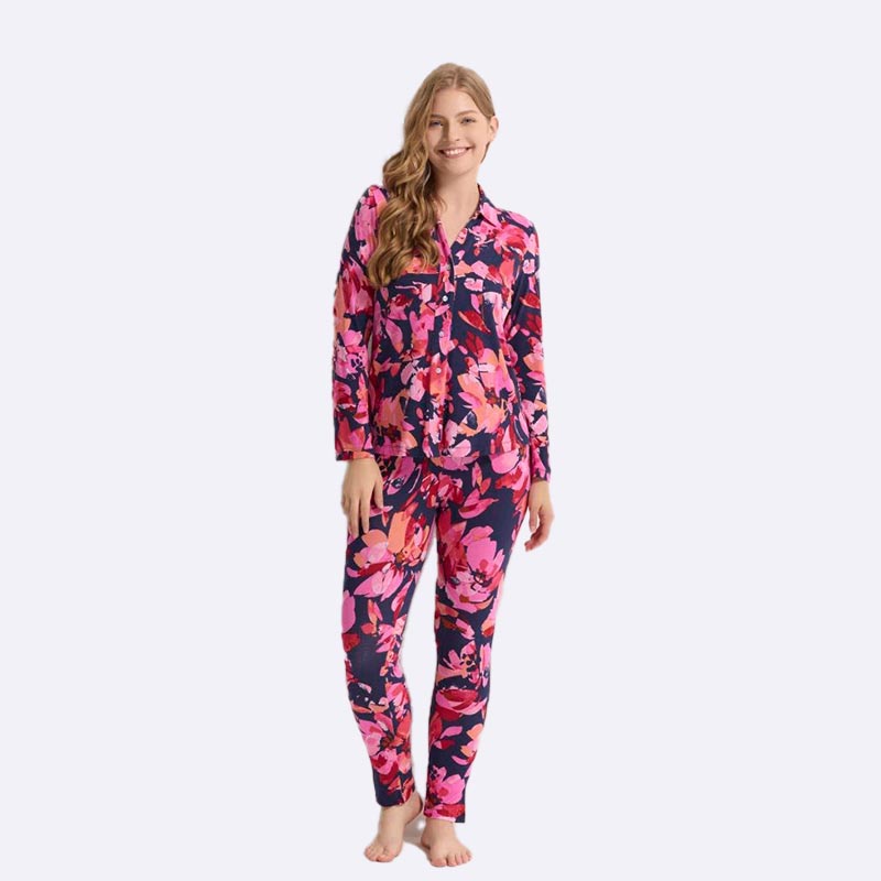 Floral Print Button-Up Pajama Set