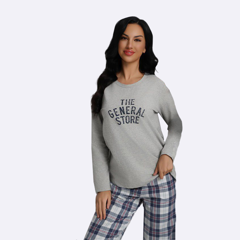 Cozy Plaid Pajama Set: Long Sleeve Top & Bottoms