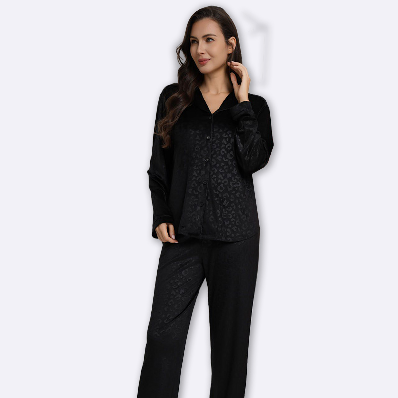 Elegant Black Velvet Pajama Set