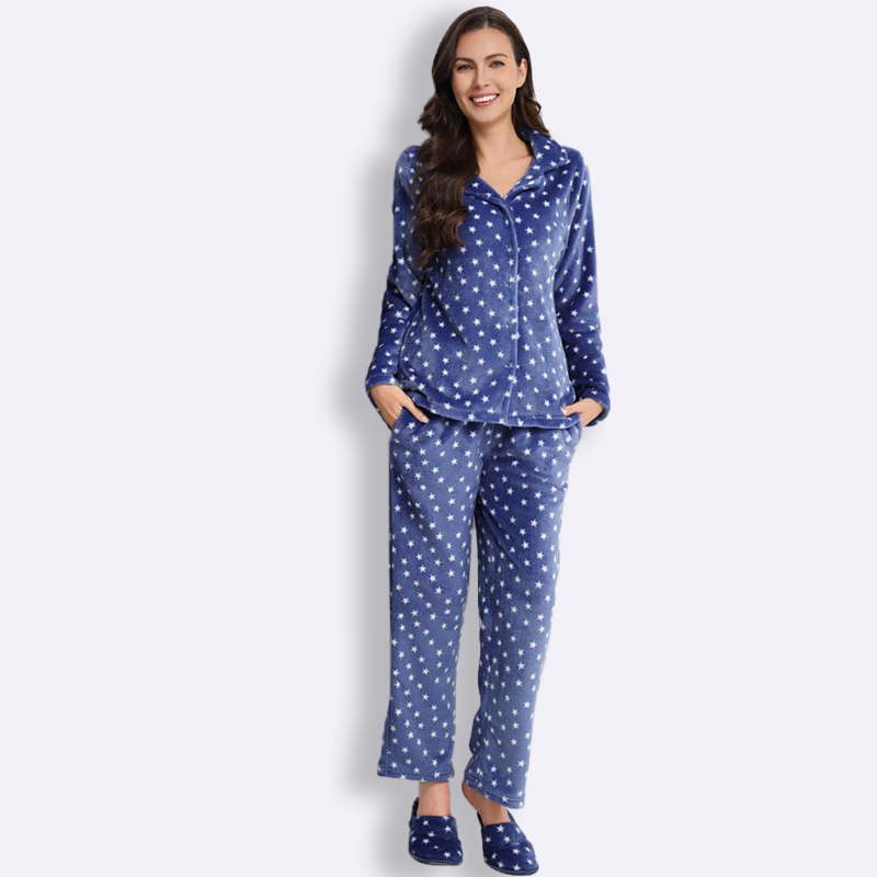 Starry Night Women's Pajama Set with Slippers