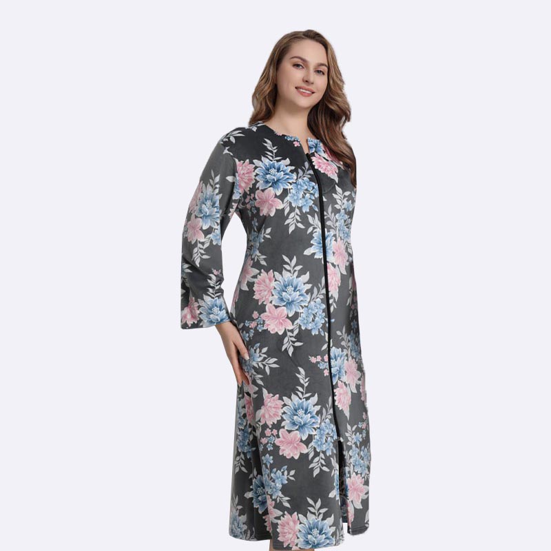 Floral Print Long Sleeve Lounge Dress
