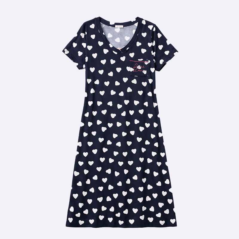 Heart Print V-Neck Nightdress