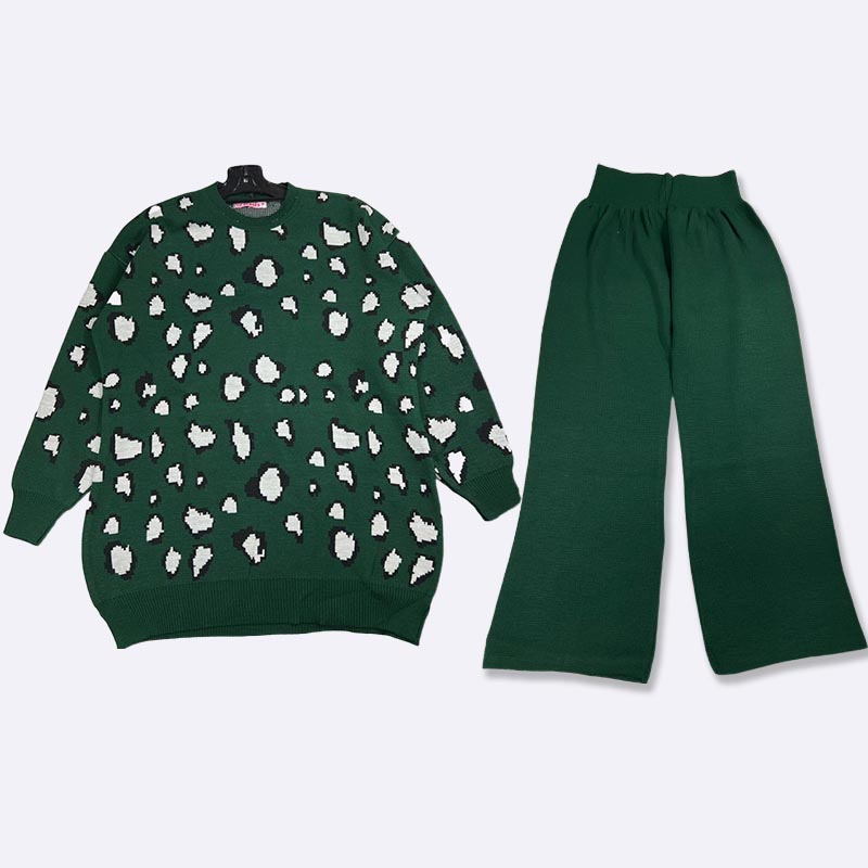 Emerald Leopard Knitwear Set