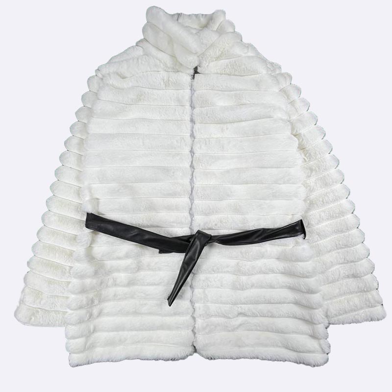 Ivory Faux Fur Belted Jacket