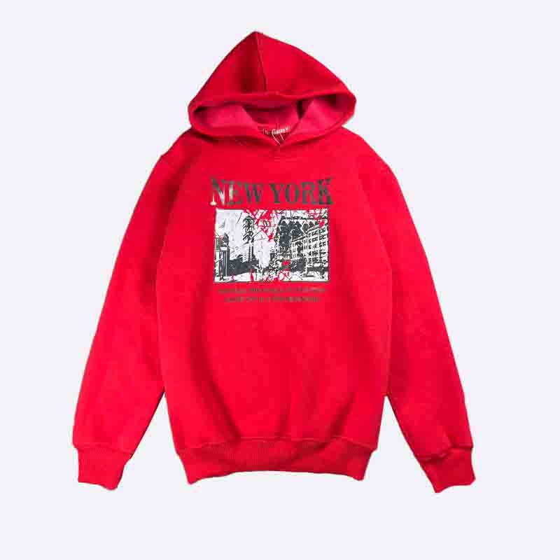 New York Cityscape Red Hoodie